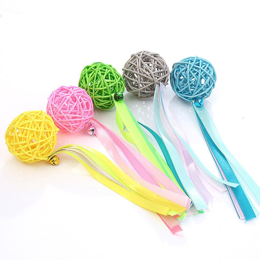 Ribbon Rattan Ball Toy Pet - Nimbyfruit